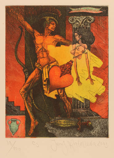 Exlibris by Jenny Katelieva from Bulgaria for Dr. Norbert Hillerbrandt - Classical antiquity Couple 