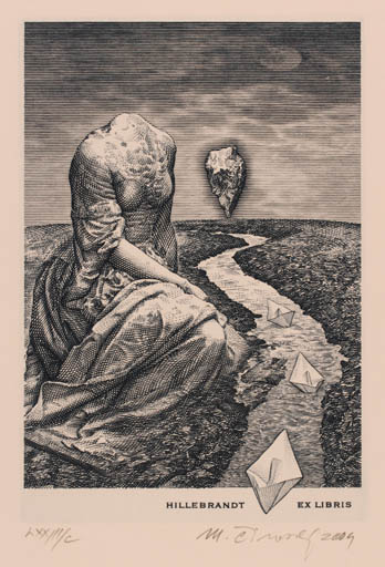 Exlibris by Martin Cinovsky from Slovak Republic for Dr. Norbert Hillerbrandt - Surrealism 