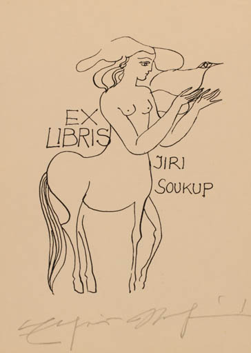 Exlibris by Elfriede Weidenhaus from Germany for Ing. Jiri Soukup - Fable Animal 