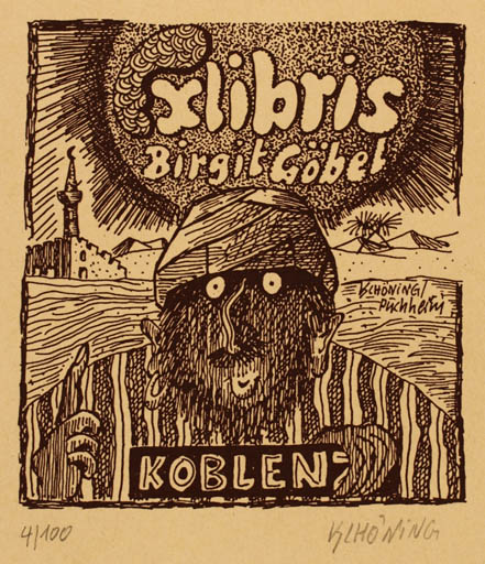 Exlibris by Kurt Schöning from Germany for ? ? - Oriental Portrait 