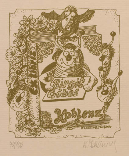 Exlibris by Kurt Schöning from Germany for ? ? - Fairytale/fable 