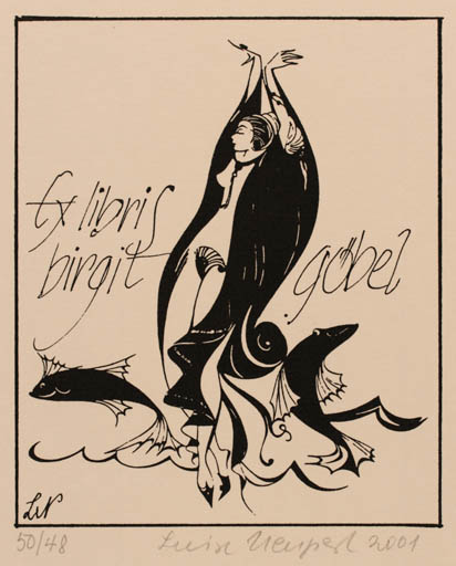 Exlibris by Luise Neupert from Germany for ? ? - Fish Woman 