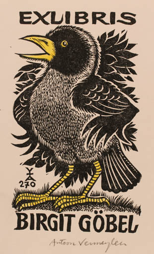 Exlibris by Antoon Vermeylen from Belgium for ? ? - Bird 