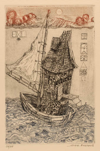 Exlibris by Eva Bruszis from Germany for ? ? - Ship/Boat 