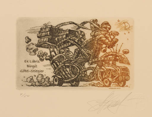 Exlibris by Klaus Sperling from Germany for Birgit Göbel-Stiegler - Surrealism 