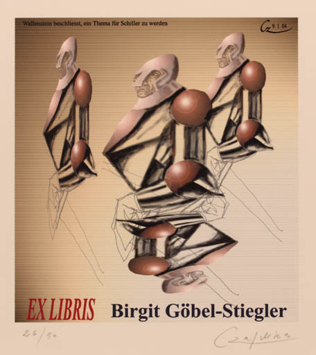 Exlibris by Jürgen Czaschka from Germany for Birgit Göbel-Stiegler - Surrealism 