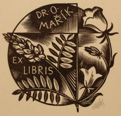 Exlibris by Dr. Otakar Marik from Czech Republic for Dr. Otakar Marik - Flower Flora 