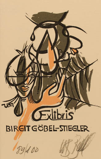 Exlibris by Utz Benkel from Germany for Birgit Göbel-Stiegler - Abstract 