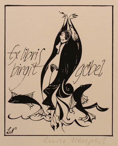 Exlibris by Luise Neupert from Germany for Birgit Göbel-Stiegler - Woman 