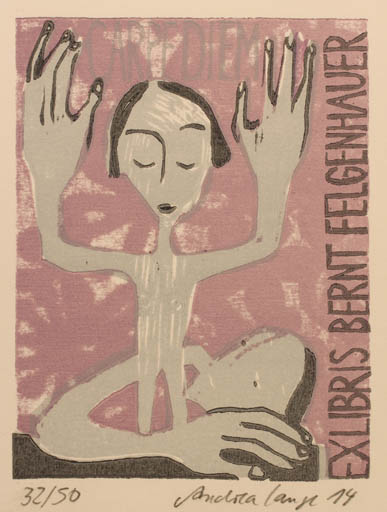 Exlibris by Andrea Lange from Germany for Dr. Bernt Felgenhauer - Woman 