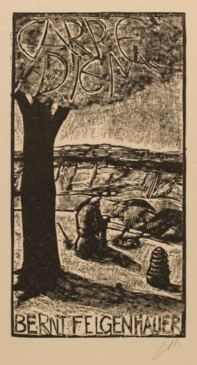 Exlibris by Eduard Albrecht from Germany for Dr. Bernt Felgenhauer - Scenery/Landscape Tree 