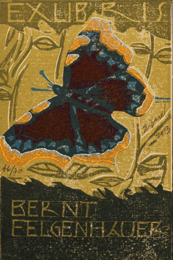Exlibris by Frank Eissner from Germany for Dr. Bernt Felgenhauer - Butterfly 