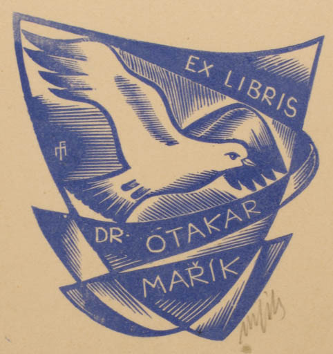 Exlibris by Dr. Otakar Marik from Czech Republic for Dr. Otakar Marik - Bird 