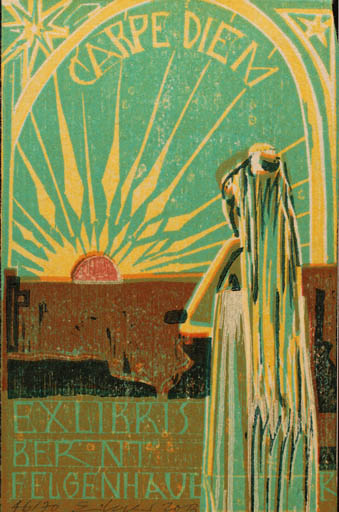 Exlibris by   from Germany for Dr. Bernt Felgenhauer - Woman Sun 