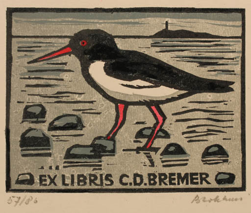 Exlibris by Henk Blokhuis from Netherland for C.D Bremer - Bird 