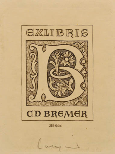 Exlibris by Oswin Volkamer from Germany for C.D Bremer - Monogram 