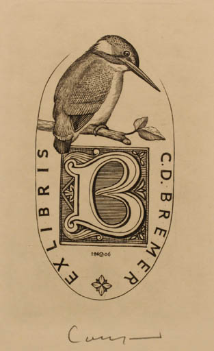 Exlibris by Oswin Volkamer from Germany for C.D Bremer - Bird 