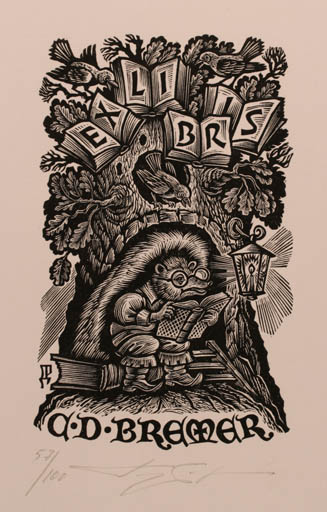 Exlibris by Denis Reutow from Russia for C.D Bremer - Book Bird Tree 