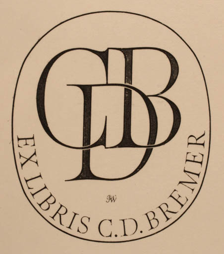 Exlibris by P Welselaar from Netherland for C.D Bremer - Monogram Text/Writing 