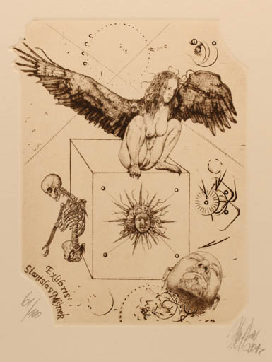 Exlibris by Günter Hujber from Czech Republic for Stanislav Mlýnek - Surrealism 