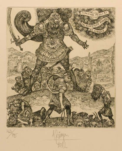 Exlibris by Harry Jürgens from Germany for Dr. Hartmut Polenz - Military/War Religion 