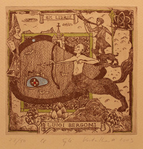 Exlibris by Egle Vertelkaite from Lithuania for Luigi Bergomi - Fable Animal 