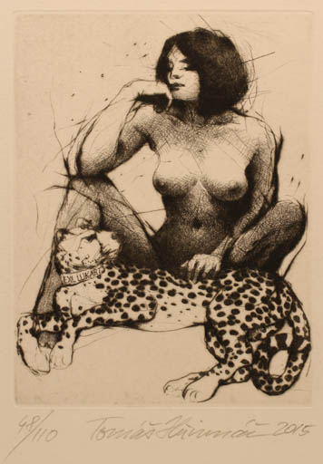 Exlibris by Thomas Hrivnac from Czech Republic for ? Lukart - Fauna Woman Nude 