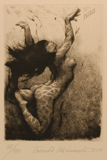 Exlibris by Thomas Hrivnac from Czech Republic for Ludek Klimes - Woman Nude 