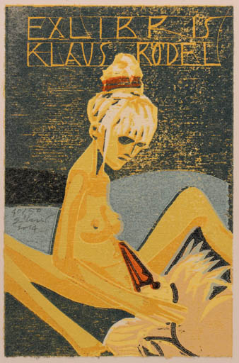 Exlibris by Frank Eissner from Germany for Klaus Rödel - Woman 