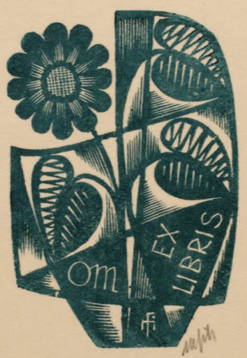 Exlibris by Dr. Otakar Marik from Czech Republic for ? O. M. - Flower 