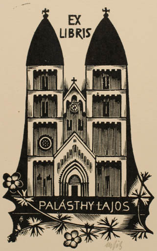 Exlibris by Dr. Otakar Marik from Czech Republic for Palásthy Lajos - Architecture Flora Church 