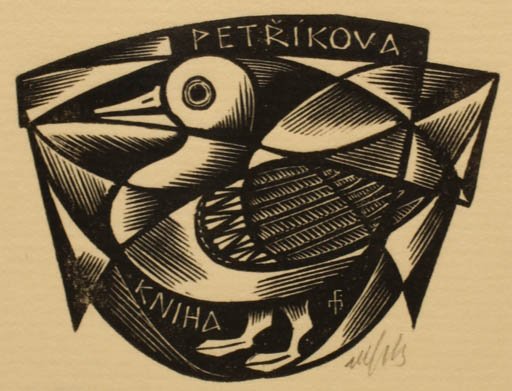 Exlibris by Dr. Otakar Marik from Czech Republic for ? Petrikova - Fauna Bird 