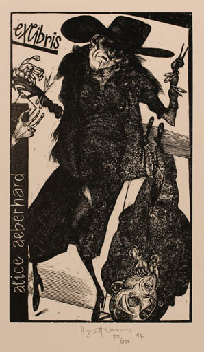 Exlibris by Friedrich Dürrenmatt from Germany for Alice M. Aeberhard - Woman 