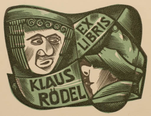 Exlibris by Dr. Otakar Marik from Czech Republic for Klaus Rödel - Literature Portrait 