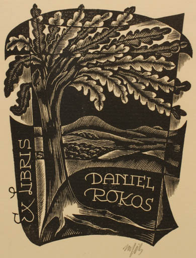 Exlibris by Dr. Otakar Marik from Czech Republic for Daniel Rokos - Flora Scenery/Landscape Tree 