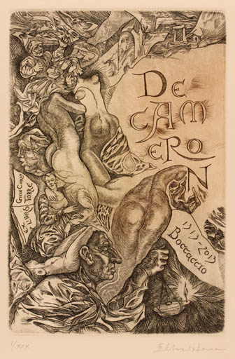 Exlibris by Evgeniya Hristova from Bulgaria for Gian Carlo Torre - Literature 