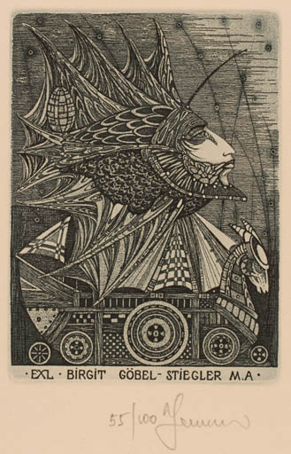 Exlibris by Vasyl Fenchak from Ukraine for Birgit Göbel-Stiegler - 