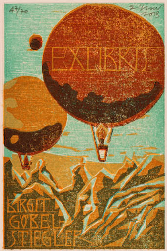 Exlibris by Frank Eissner from Germany for Birgit Göbel-Stiegler - Aircraft 