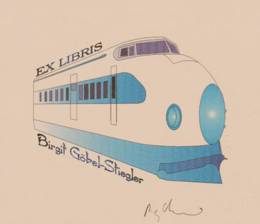 Exlibris by Rajmund Aszkowski from Poland for Birgit Göbel-Stiegler - Train 