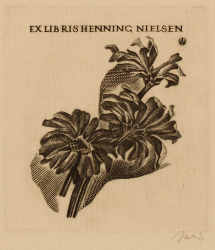 Exlibris by Wojciech Jakubowski from Poland for Henning Nielsen - Flower 