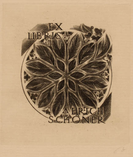 Exlibris by Wojciech Jakubowski from Poland for Erich Schöner - Abstract 