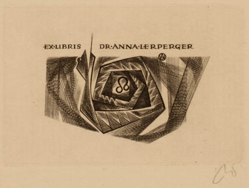 Exlibris by Wojciech Jakubowski from Poland for Dr. Anna Lerperger - Abstract 