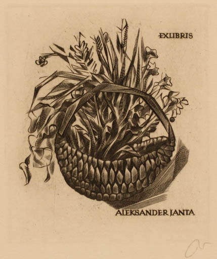 Exlibris by Wojciech Jakubowski from Poland for Alexander Janta - Flora 