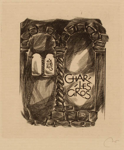 Exlibris by Wojciech Jakubowski from Poland for Charles Gros - 