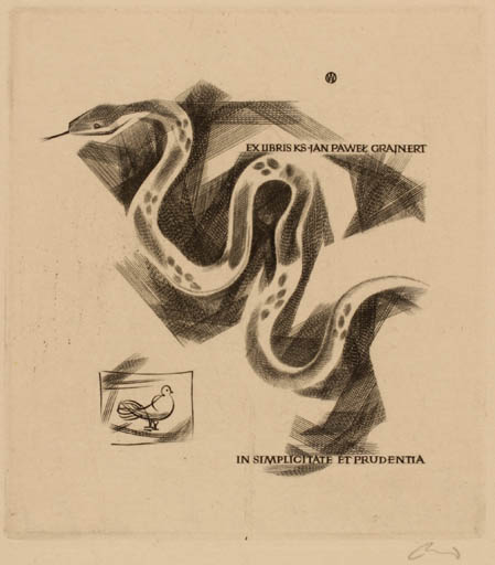 Exlibris by Wojciech Jakubowski from Poland for Jan Pawel Geajnert - Fauna 