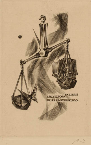 Exlibris by Wojciech Jakubowski from Poland for Krzysztof Dzierzanowski - 