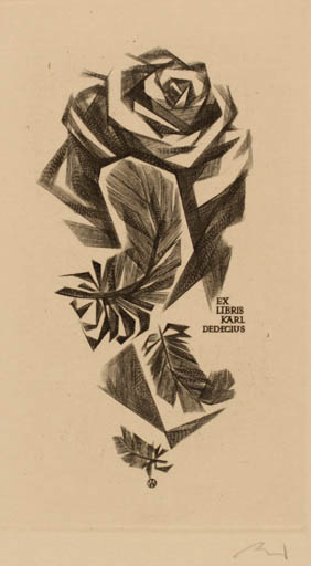 Exlibris by Wojciech Jakubowski from Poland for Karl Dedecius - Flower 