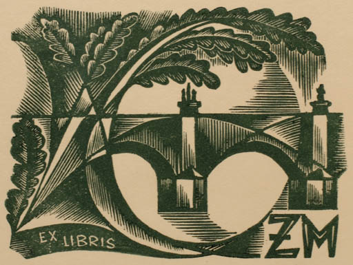 Exlibris by Dr. Otakar Marik from Czech Republic for Zbynek Marik - Architecture Flora 