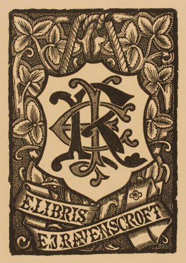 Exlibris by S. Baring Gould from Great Britain for E.J. Ravenscroft - Monogram 