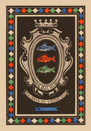 Exlibris by Italo Zetti from Italy for Giorgio Balbi - Heraldry 